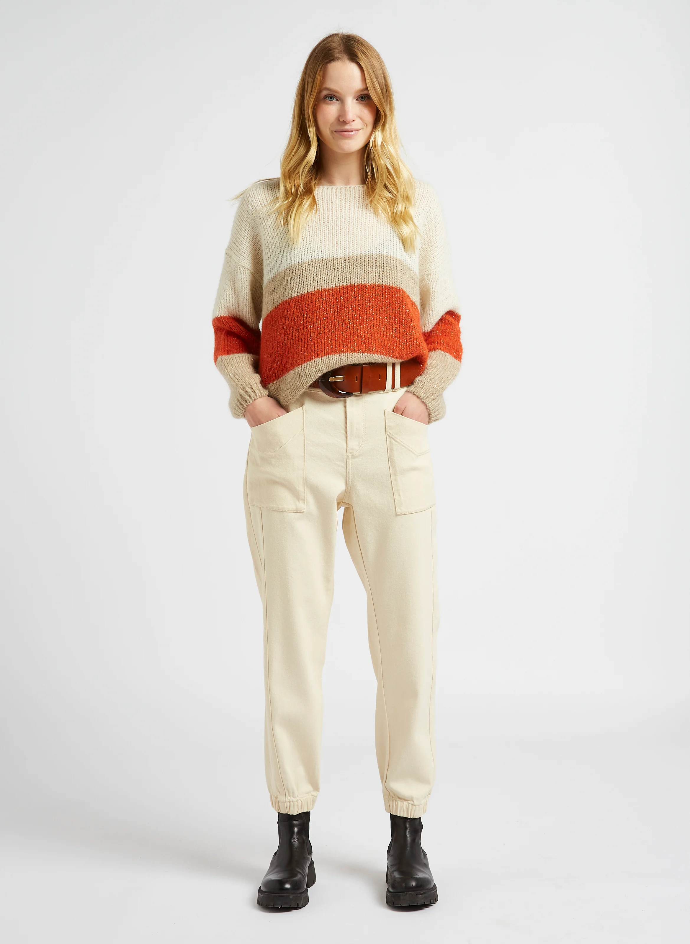 ALIA - Ceinture large en cuir | Marron