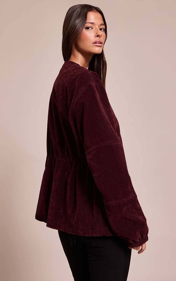 Rouge Bordeaux Veste Structurée En Synthétique Avec Poches Détaillées Et Taille Ajustable