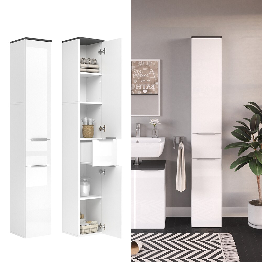 VICCO Badhochschrank OTIS Weiß - Badezimmerschrank Hochschrank Regal Badregal Bad