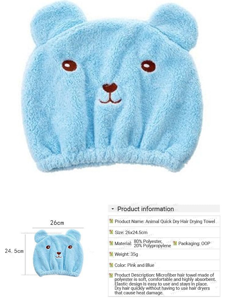 Home Simply - Animal Quick Dry Haardrooghanddoek