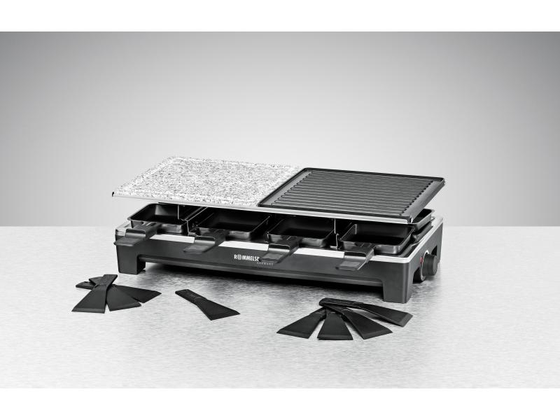 Rommelsbacher Racletteofen RCS 1350 8 Personen Raclette Grill mit zwei Wendegrillplatten