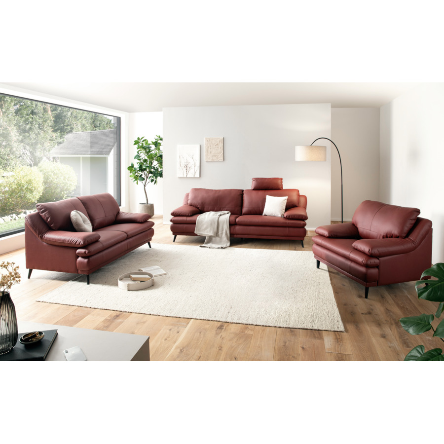 Sessel Ferrara Leder Mix Rancho rot