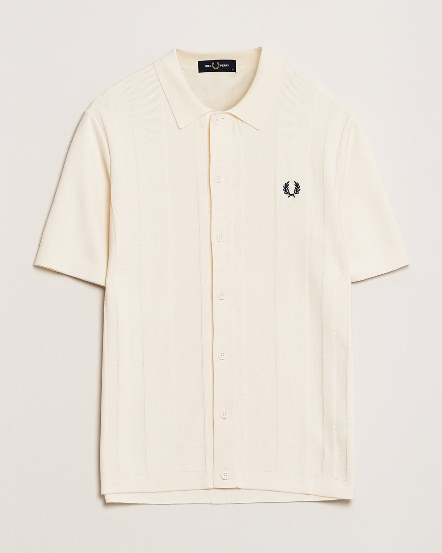 Fred Perry Knitted Short Sleeve Shirt Ecru
