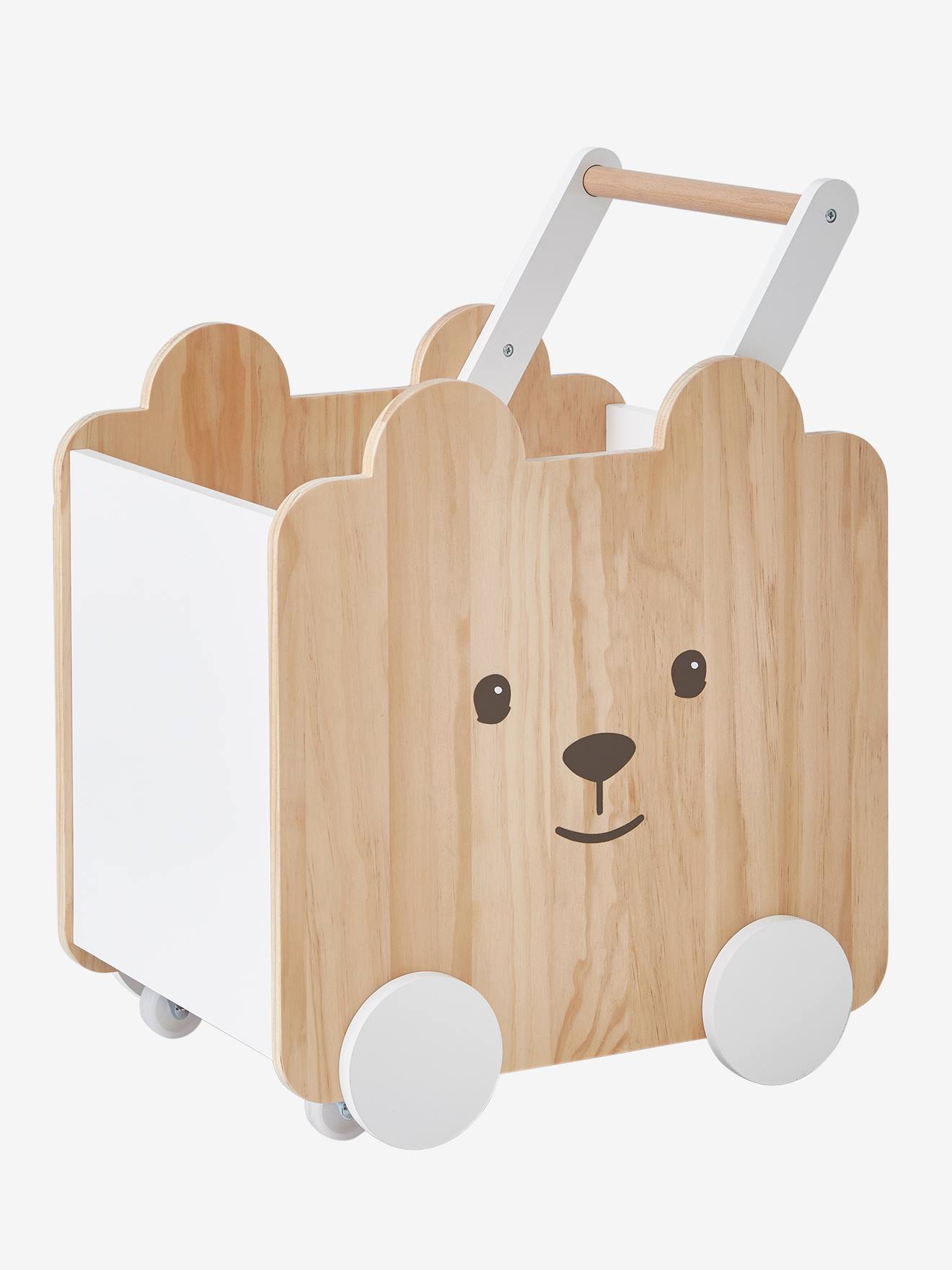 Caixa com rodas, urso branco claro, bicolor/multicolorido