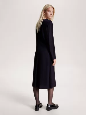 Vestido longo estilo camisa em sarja