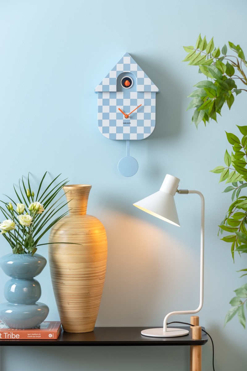 Wall Clock Modern Cuckoo Checker KA5968GY Mouse grey