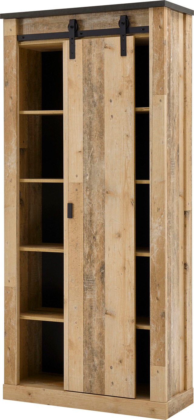 Home affaire Regal »SHERWOOD« modernes Holz Dekor, mit Scheunentorbeschlag aus Metall, Höhe 201 cm