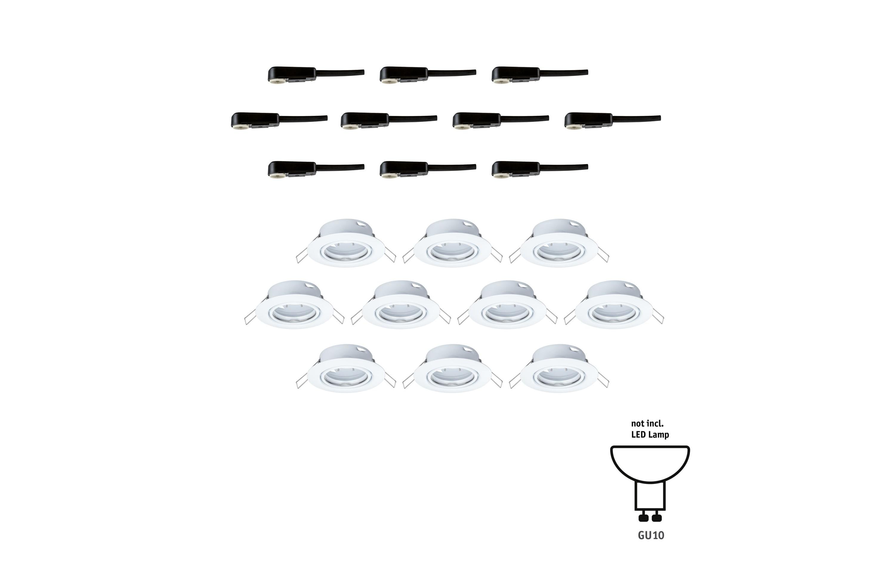 Einbauspot LED Base Basisset, GU10, 10 x 10W, WeissSpotleuchte zur Deckenmontage