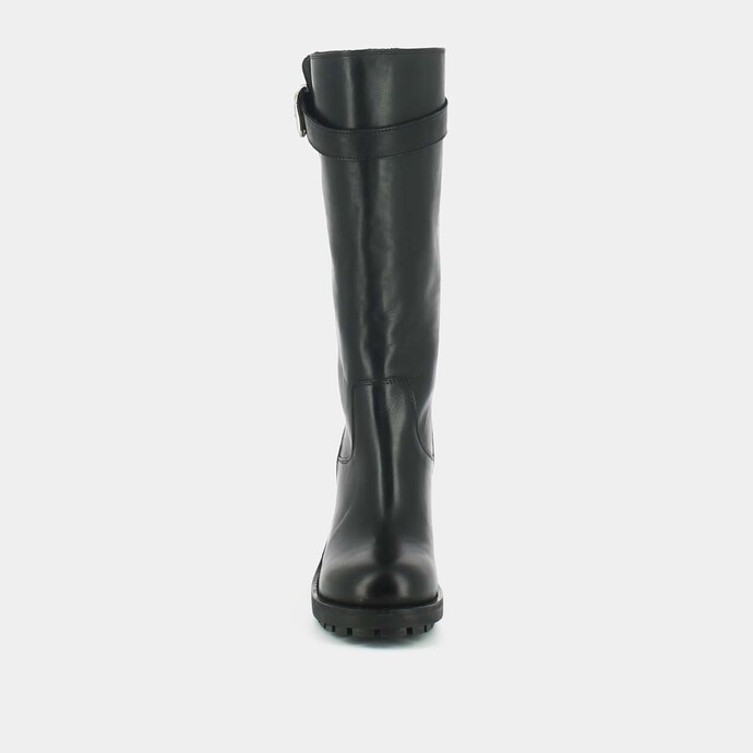 Bottines à talons et boucles latérales  en cuir noir