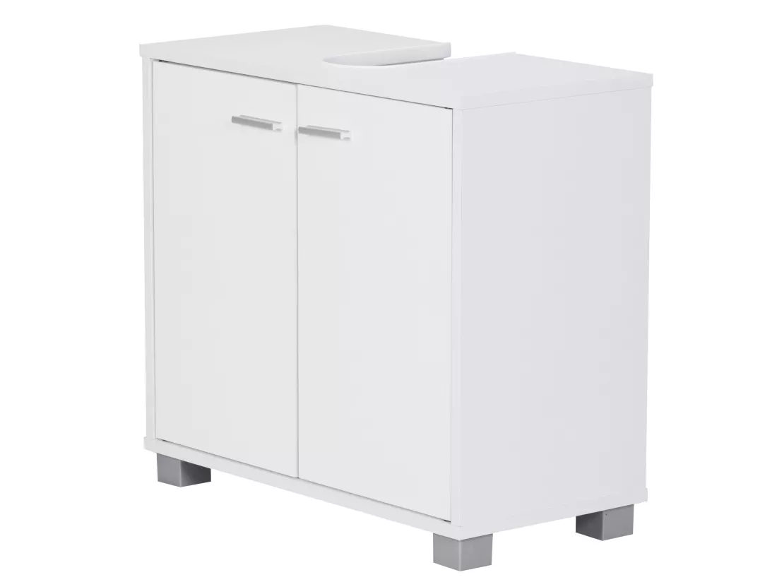 Évier armoire avec 60x55x30 cm Blanc Meuble vasque a poser Design Bain