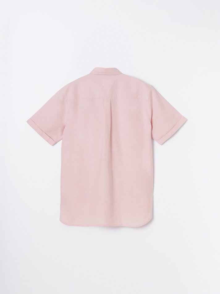 Camisa Oxford de manga curta - Rosa Pastel