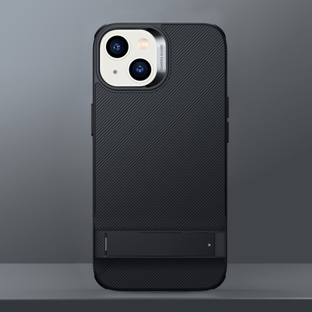 iPhone 14 Air Shield Boost Serie Hybrid Hülle TPU Bumper Acryl Rückseite Air Cushion Fallschutz   Kickstand - Schwarz