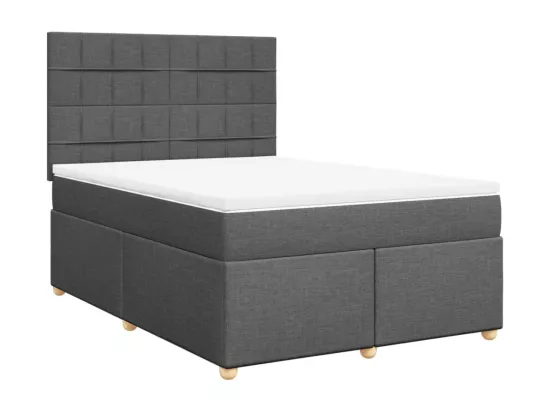 Sommier à lattes de lit avec matelas Gris foncé 160x200cm Tissu