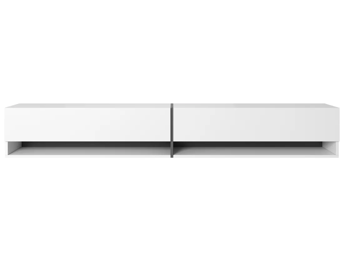Meuble tv 200 cm -blanc avec insert graphite - MIRRGO