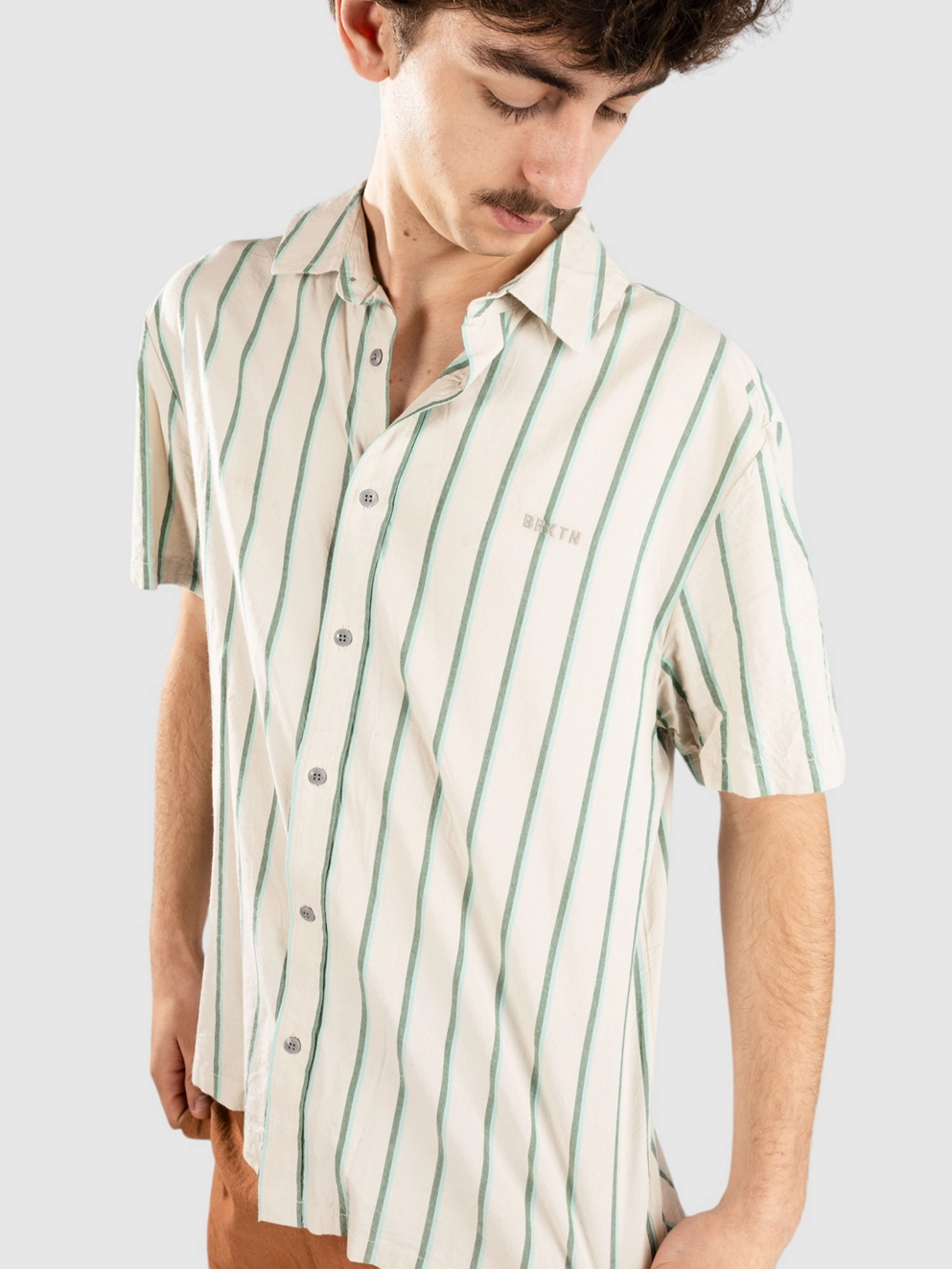 Brixton Cru Stripe Shirt beige/pne ndle/acqtc gree