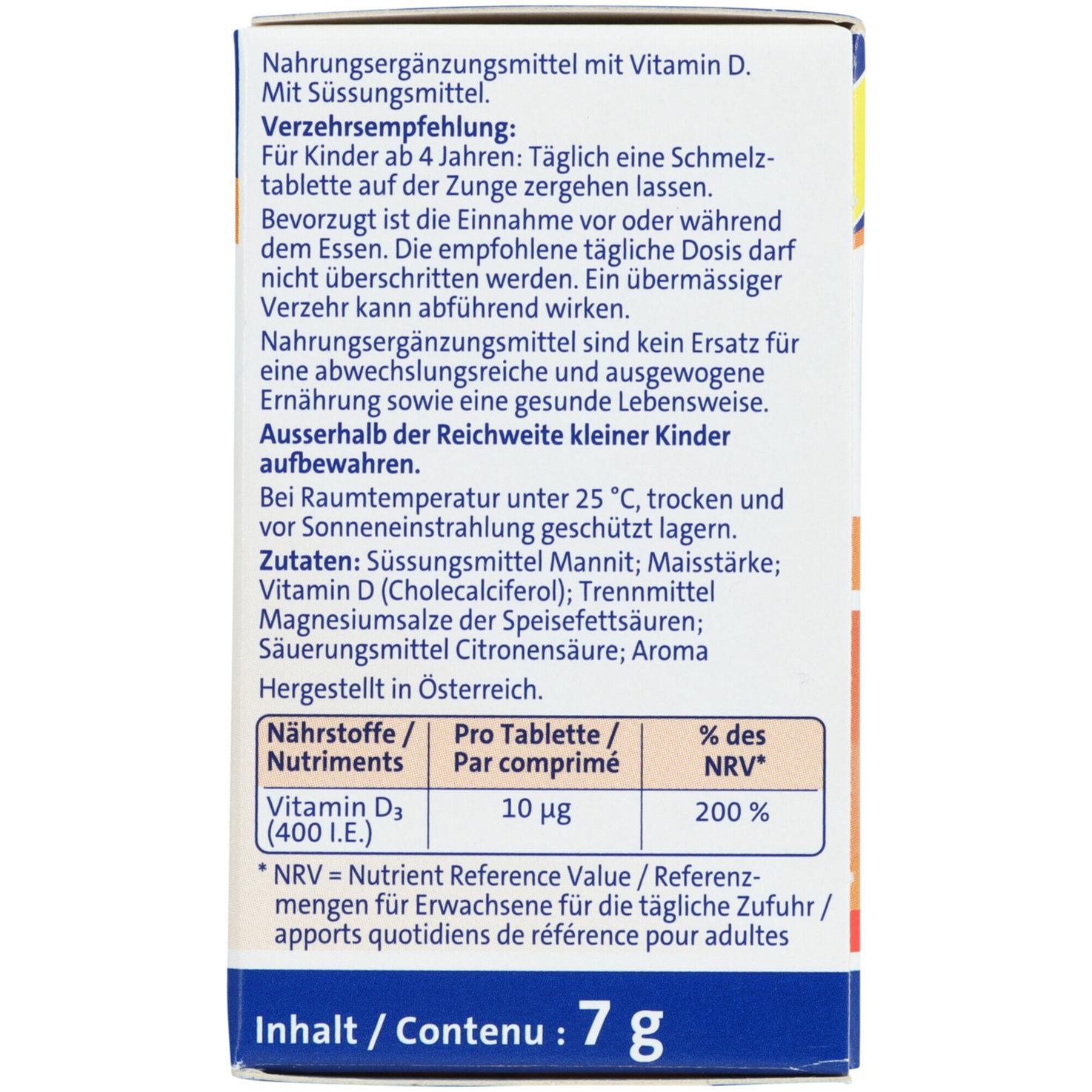 Abtei Kinder Vitamin D3 50 Schmelztabletten