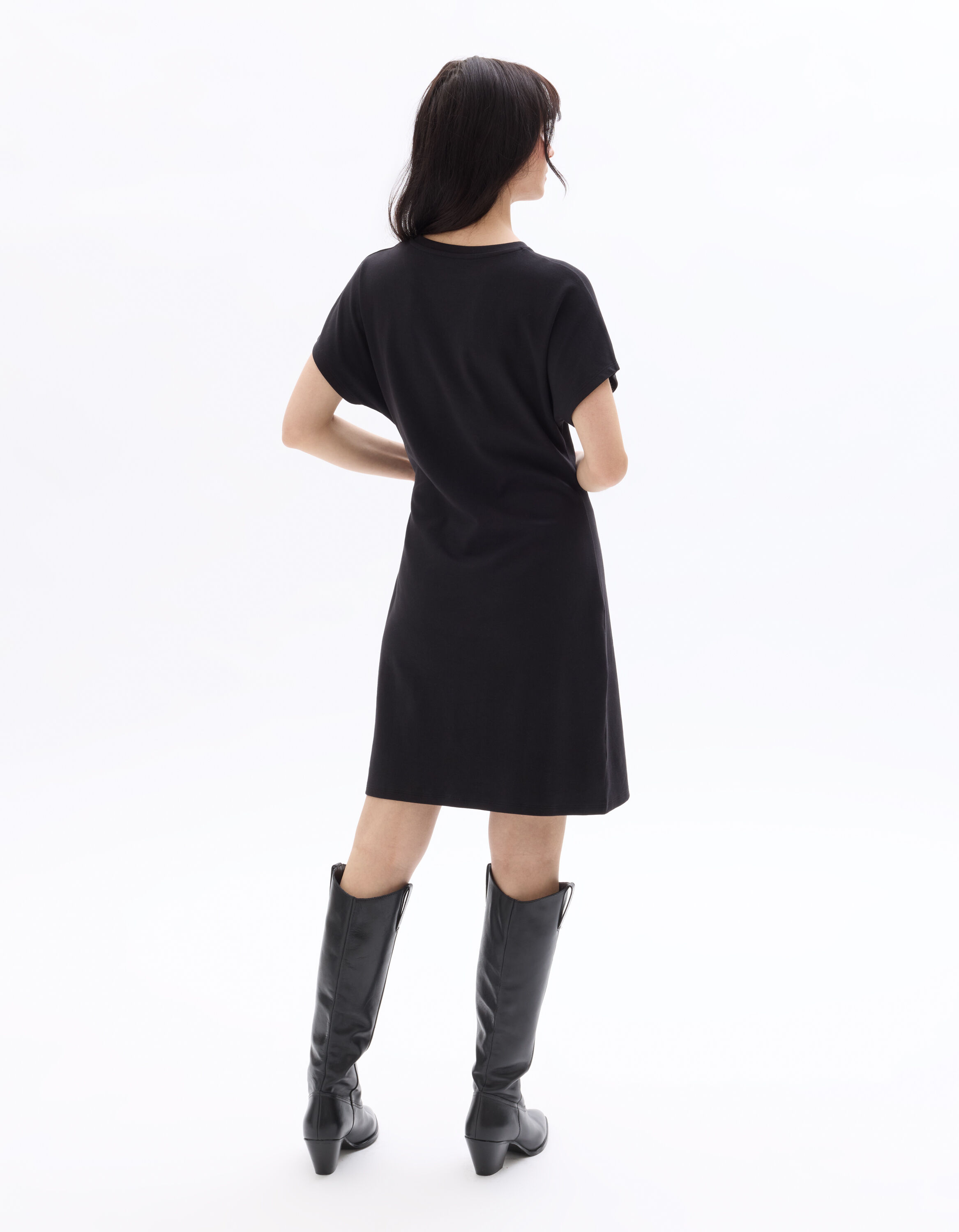 Robe courte nouée en coton - noir