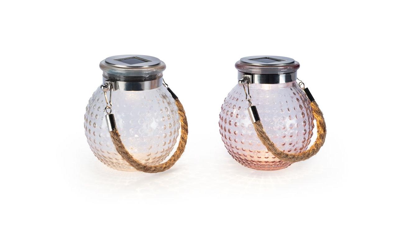 Solar Mini Glass Set Dots Beige/MauveDekolicht zum Aufstellen oder Aufhängen