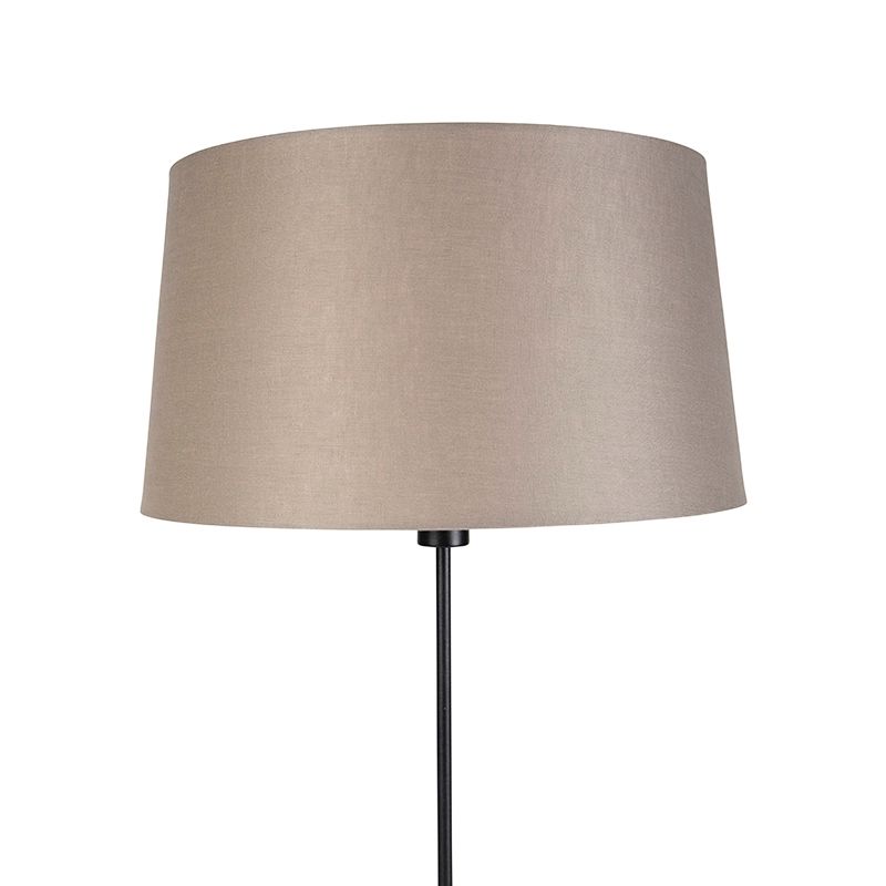 Vloerlamp zwart met taupe linnen kap 45 cm verstelbaar - Parte