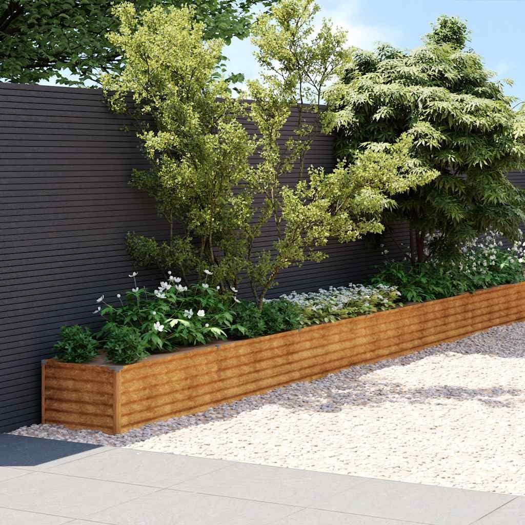 vidaXL Hochbeet, Wetterfest Pflanzkasten mit viel Platz, Pflanzkübel Blumenkasten für Balkon Garten, Blumenkübel Gemüsebeet, 960x50x36 cm Cortenstahl