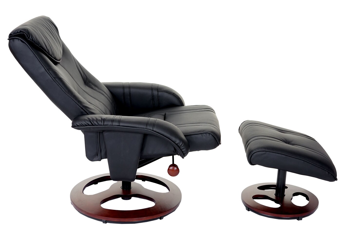 Relaxsessel MCW-C46, Fernsehsessel Sessel mit Hocker, Kunstleder ~ schwarz