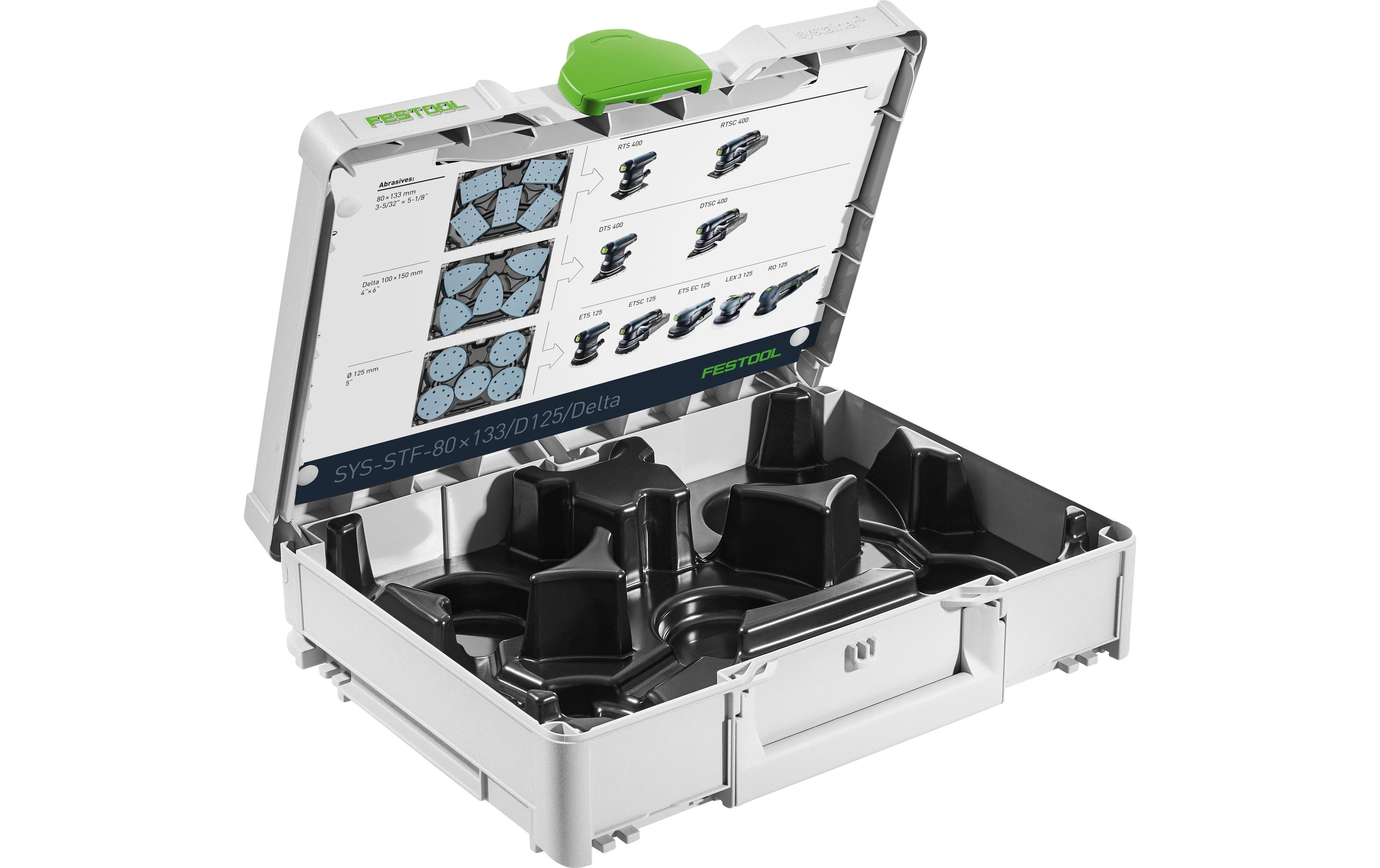 Systemkoffer Systainer SYS-STF-80 x 133/D125/Delta -teiligMobiler Systainer³ mit Schleifmittel Einlage für mehr Ordnung und Übersicht