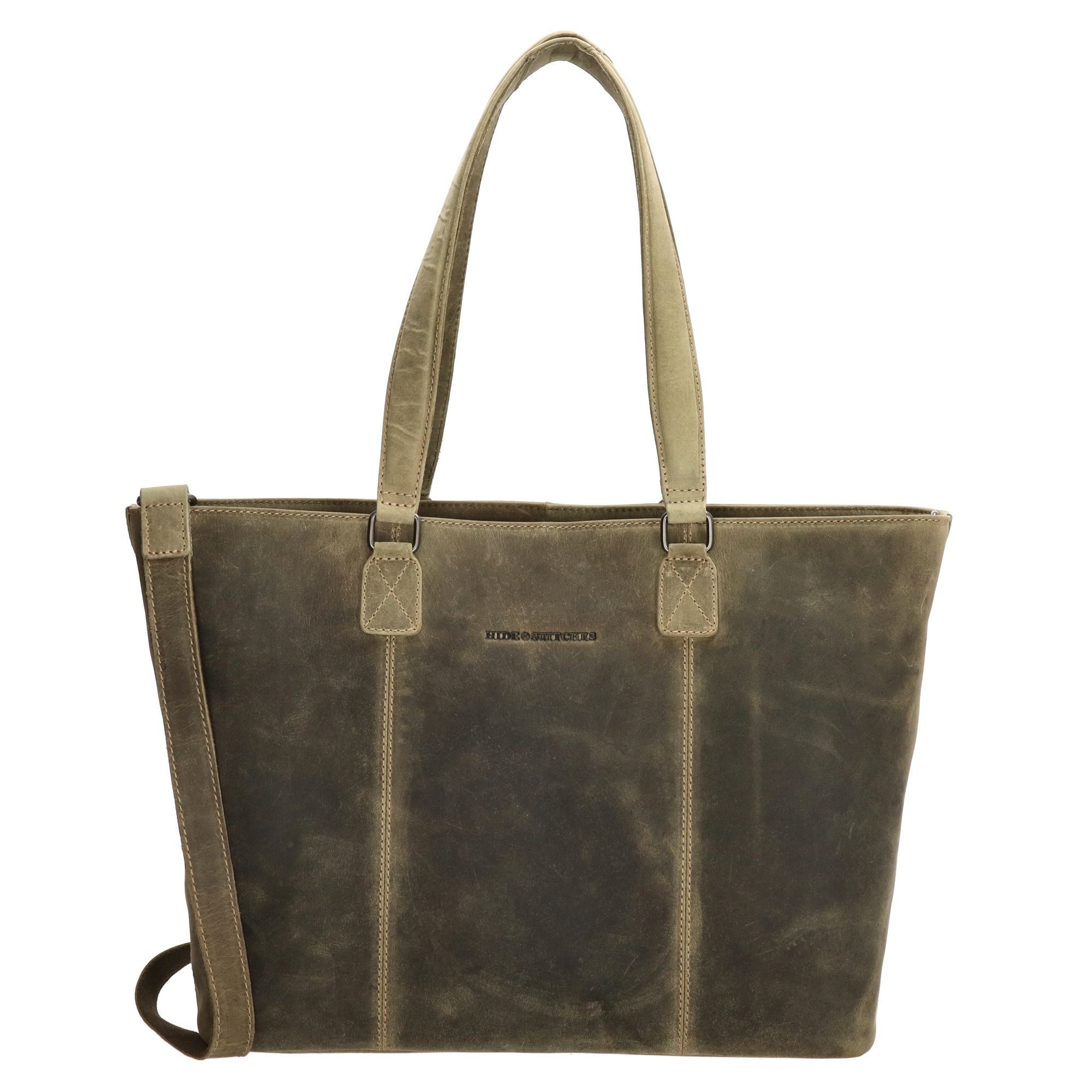 Hide & Stitches Idaho Laptoptas 15,6 inch Olijfgroen