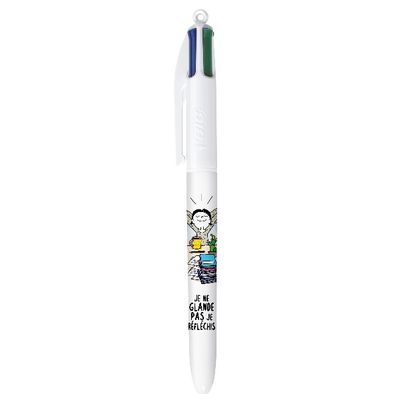 BIC 4 Couleurs Messages - 3 Stylos à bille 4 couleurs - 1 mm - Décors assortis Collection Exams