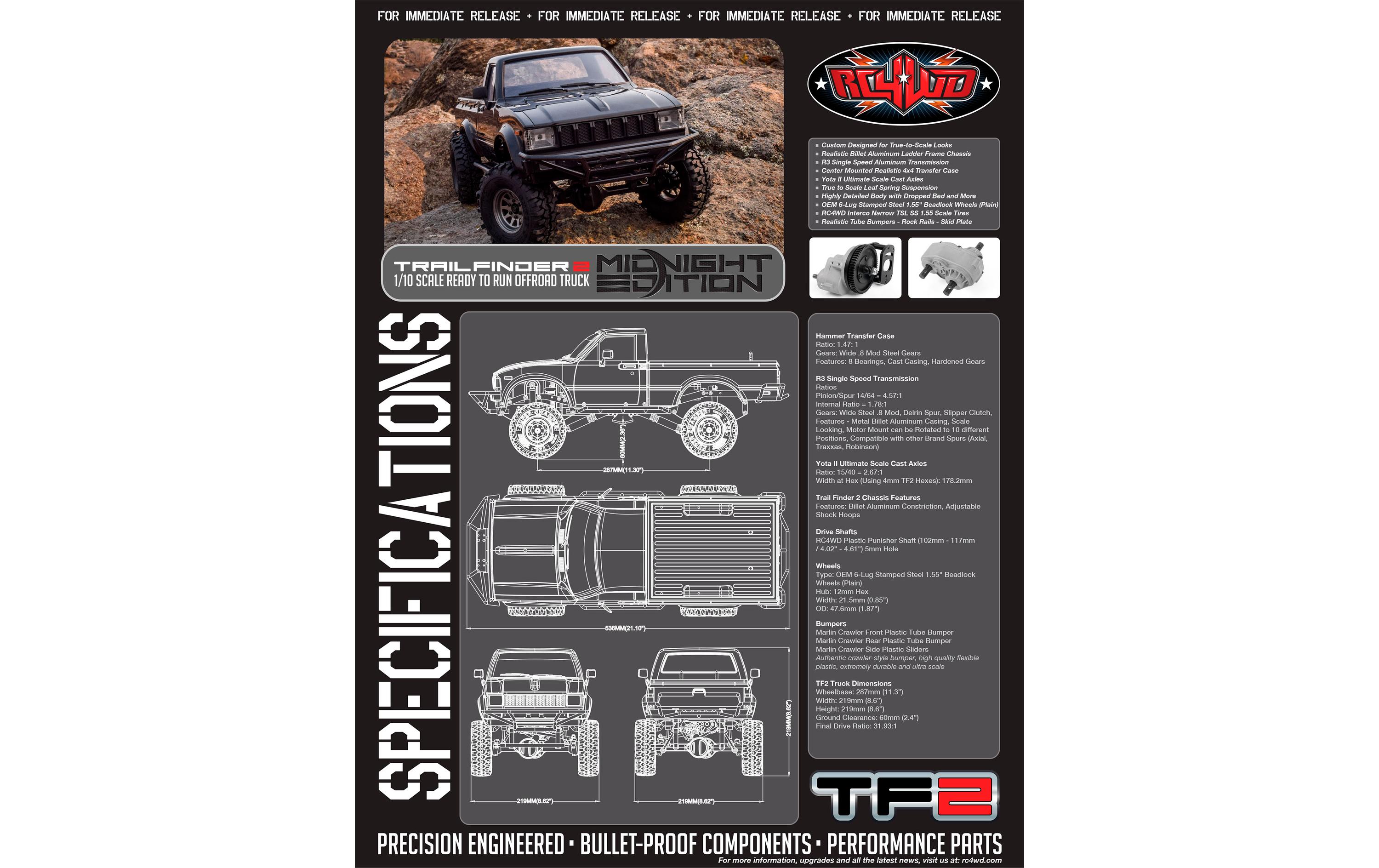 Scale Crawler Trail Finder 2 Mojave II RTR, 1:10<br>RC4WD TF2 Midnight Edition Scale Crawler im Massstab 1:10
