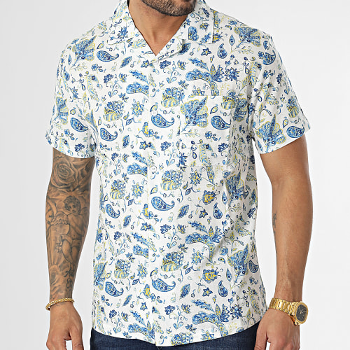 Chemise Manches Courtes Bandana Blanc Bleu