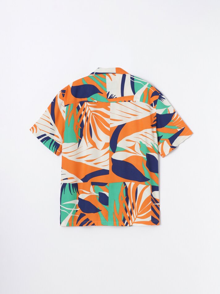 Camisa fluida para resort - Laranja