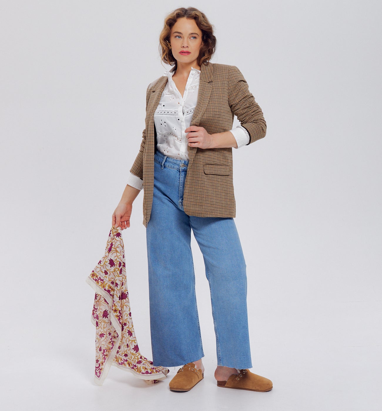 Veste tailleur pied-de-poule - Carreaux multicolores