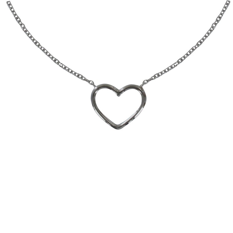 Collier Argent Rhodié Coeur Ajouré
