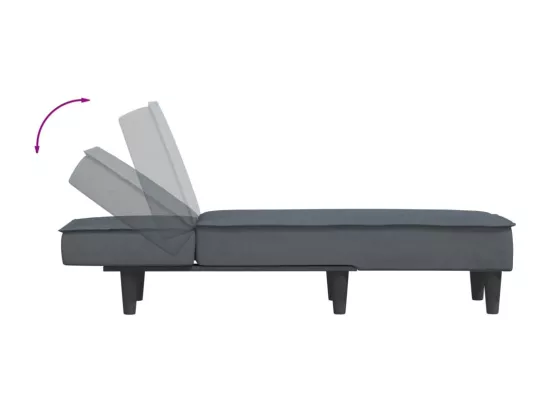 Prolenta Premium - Chaise longue gris foncé velours