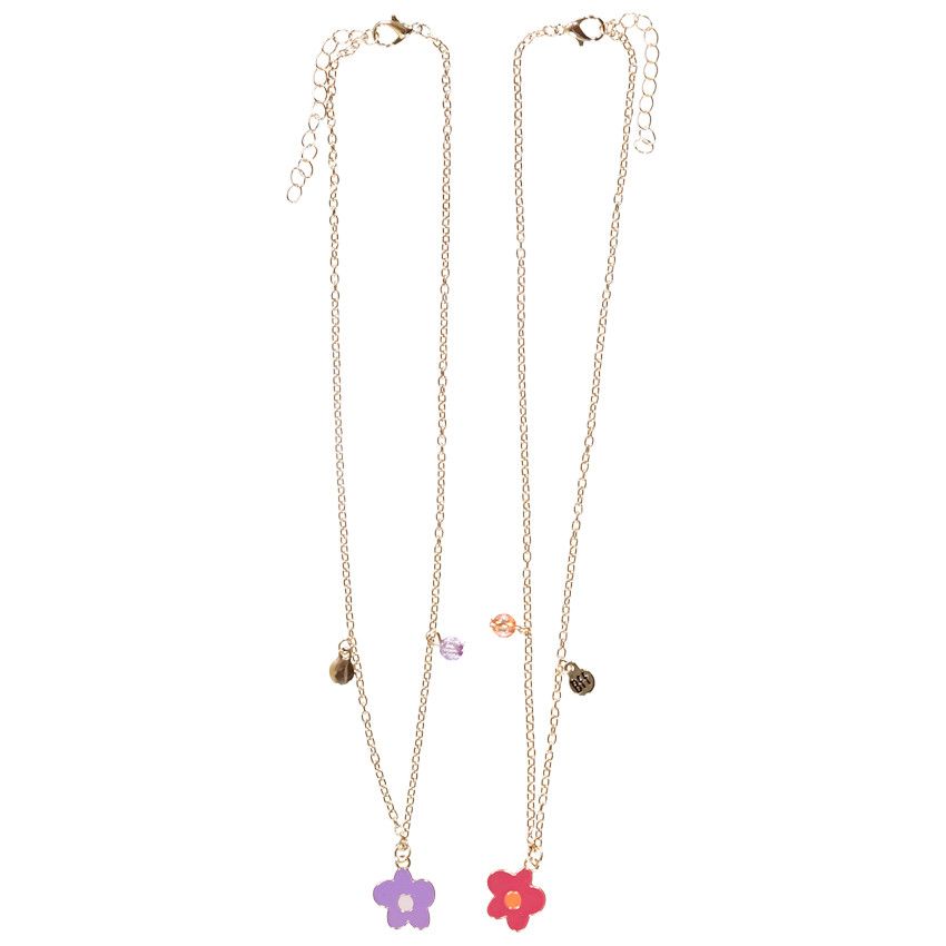 Lot de 2 colliers pendentifs fleurs pour fille - Jaune