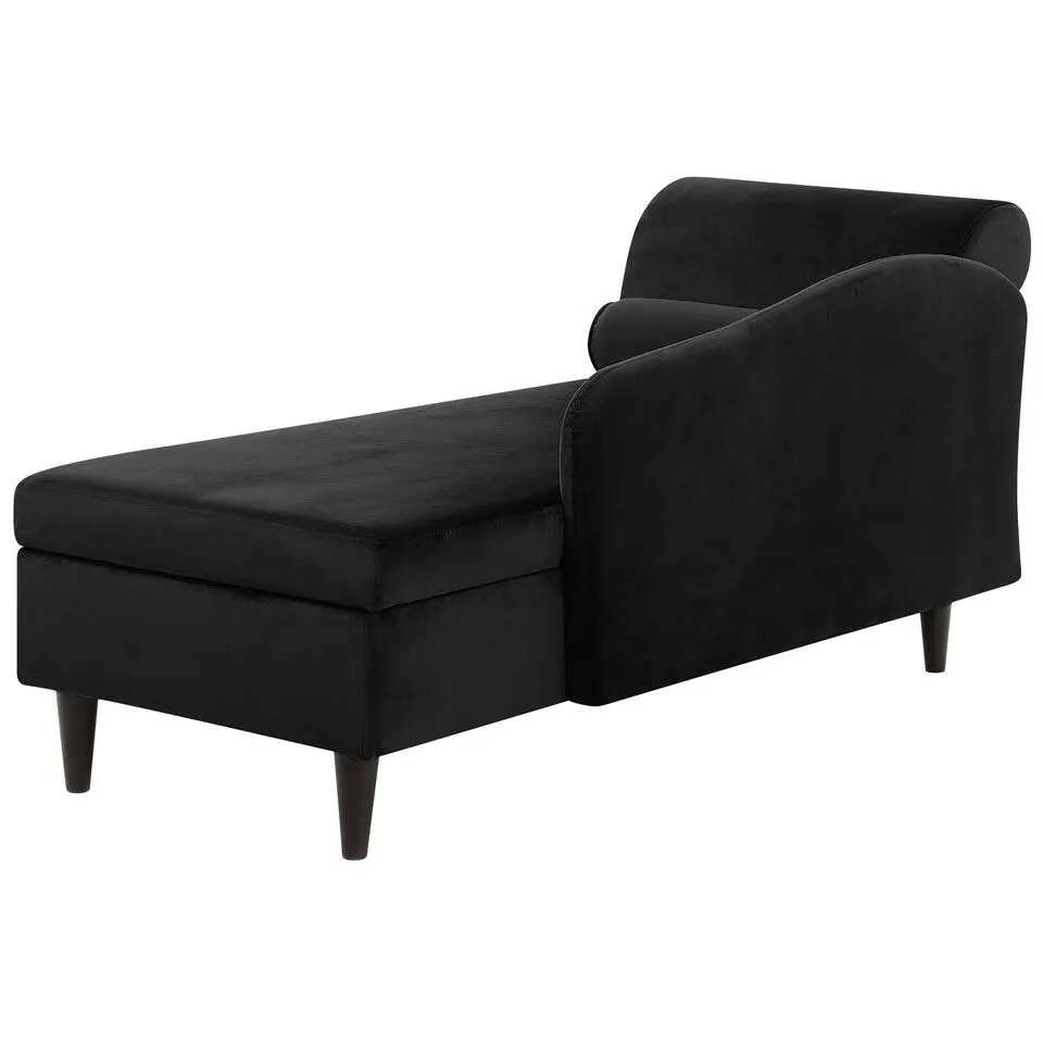 LUIRO - Chaise longue - Zwart - Linkerzijde - Fluweel