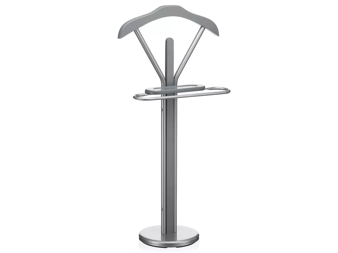 Valet de chambre FABIO chevalet de nuit portant pour vêtements, structure en métal laqué et finition en MDF décor gris mat
