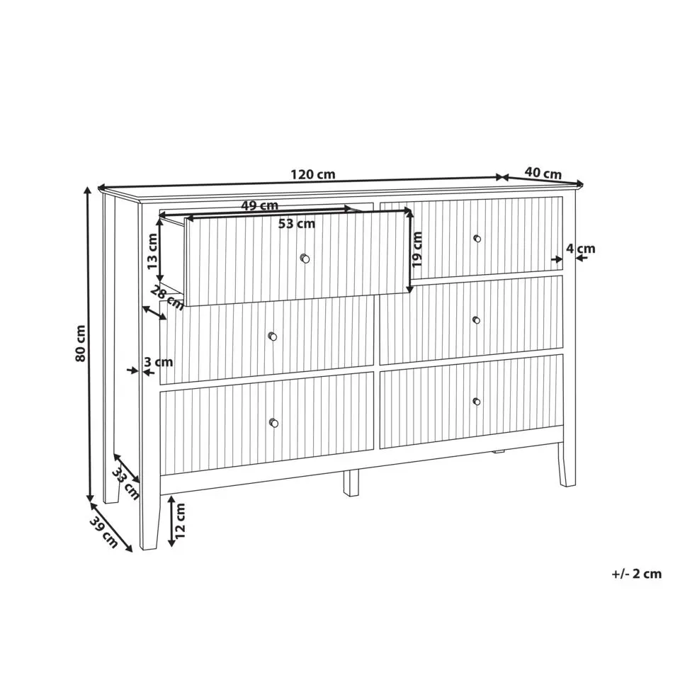 ASSISI - Dressoir 6 lades - Wit - MDF