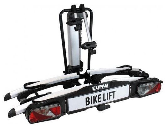 Porte-Vélos Electrique sur Boule D'attelage Pliable Bike-Lift Prise 13 Broches - 2 Vélos (Compatible E-Bikes) Noir Argent