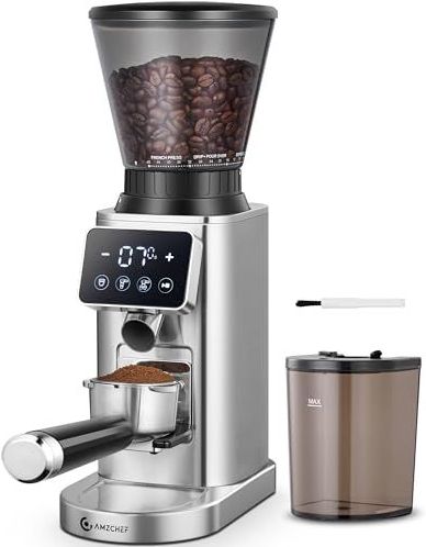 AMZCHEF - Elektrische Koffiemolen - 24 Maalgraden Instelbaar - Afneembare Houder