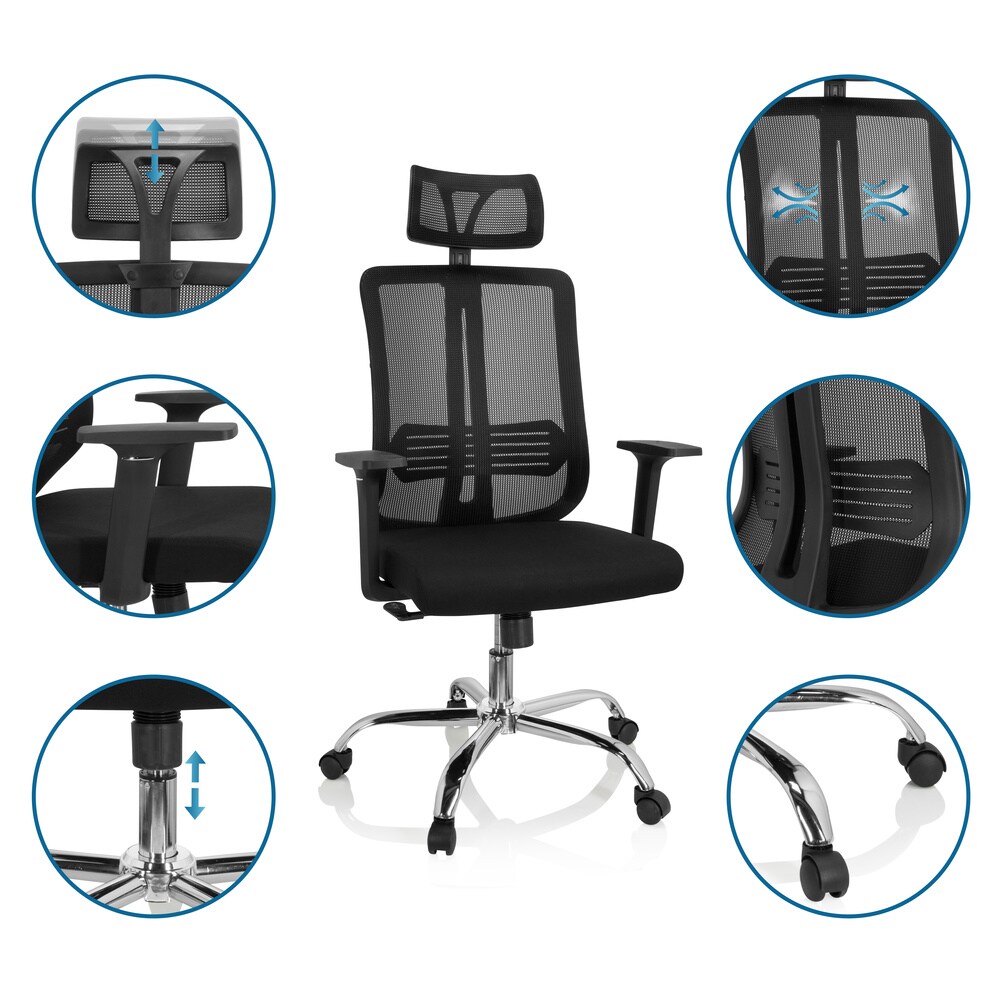 Home Office Bürostuhl ZH 200 Stoff/Netzstoff mit Armlehnen hjh OFFICE