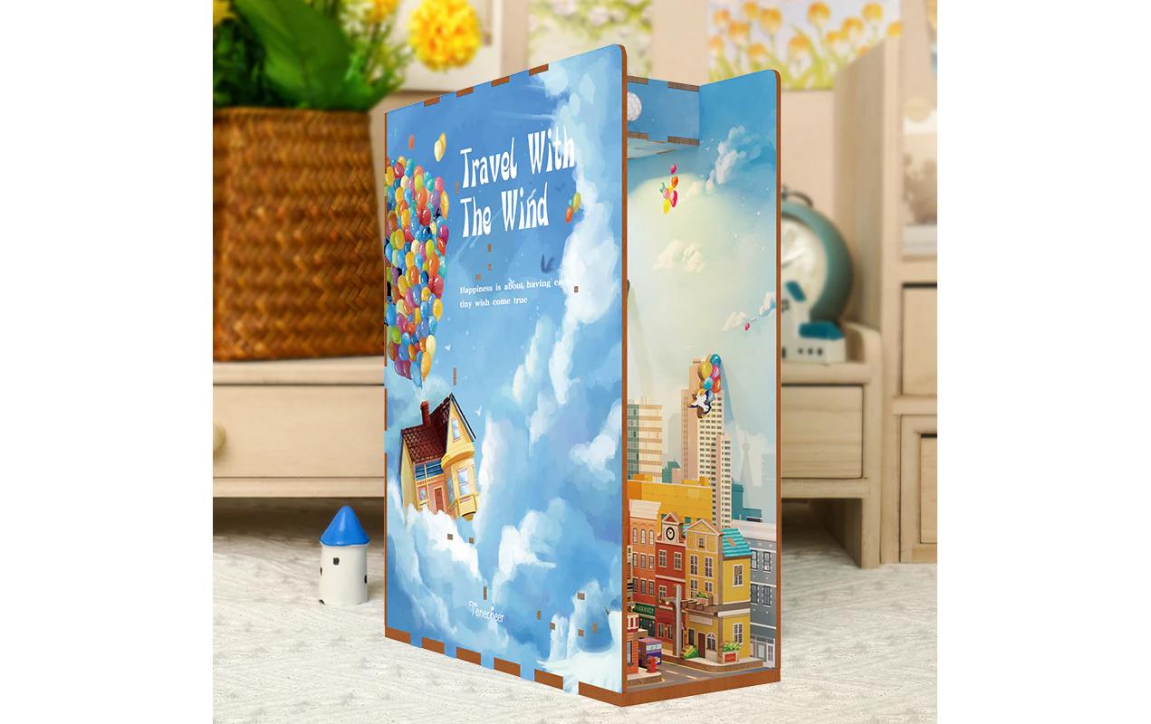 Bausatz Book Nook Travel with the Wind3D-Modell aus lasergeschnittenen Holzteilen