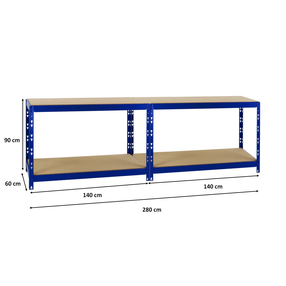 PROREGAL Mega Deal 2x werkbank Tiger HxBxD 90 x 140 x 60 cm vakbelasting 300 kg blauw