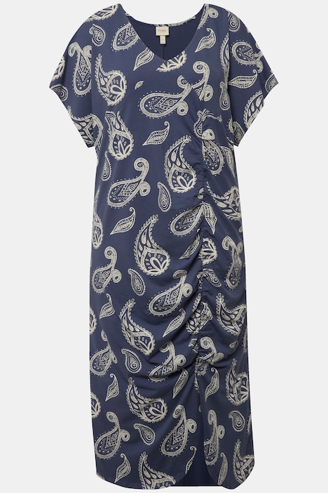 Midikleid, Paisley, V-Ausschnitt, Halbarm, Biobaumwolle