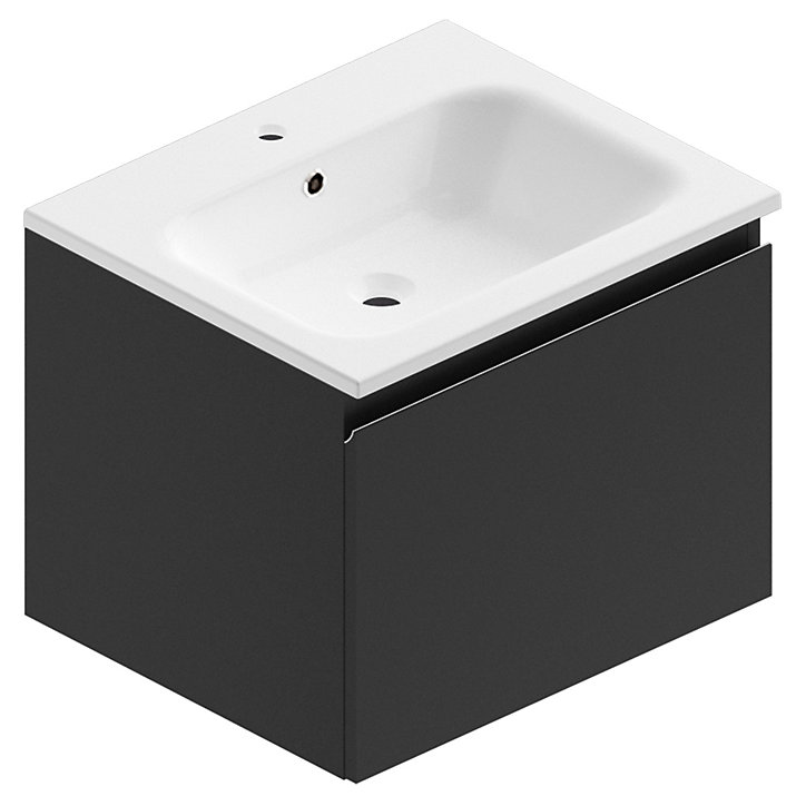 Meuble sous vasque à suspendre Pura noir 60 cm + plan vasque en résine blanc