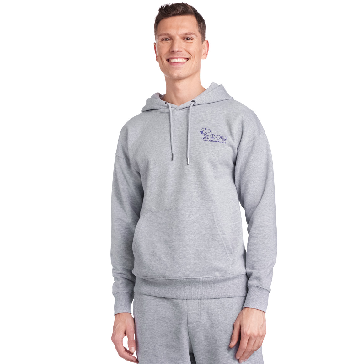 Jonas Nielsen Peanuts Hoodie mit Stickerei hellgrau
