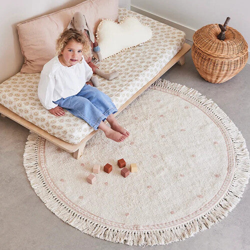 Tapis petit vloerkleed emma dots - roze - Ø130 cm