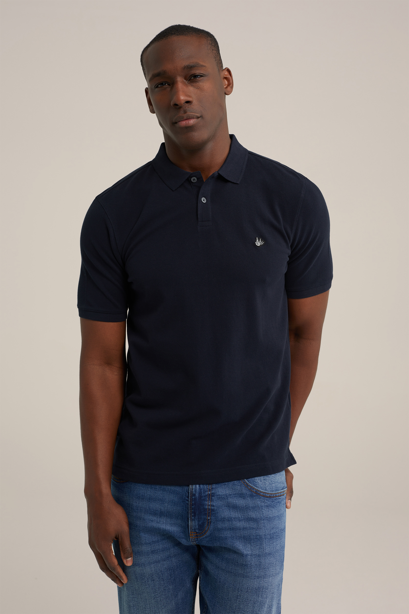 polo met structuur Fundamentals Donkerblauw