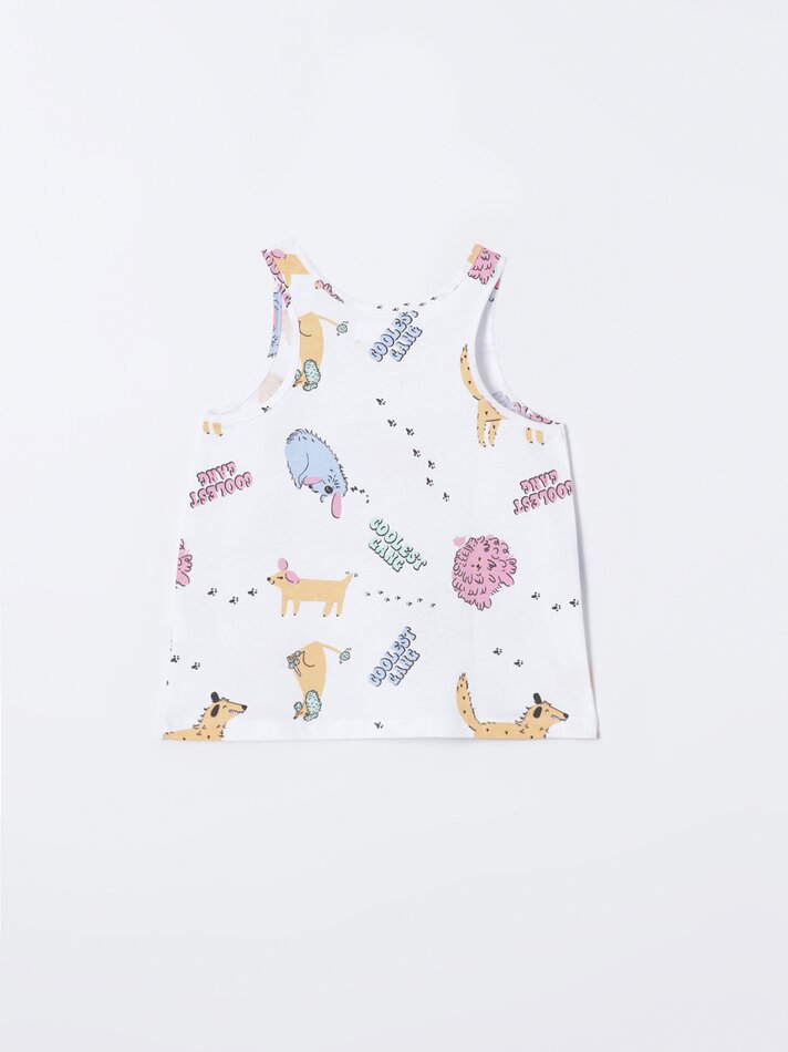 Conjunto com 2 pijamas de alcinha estampados - Rosa Médio