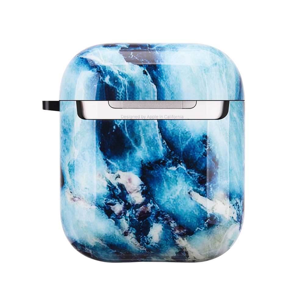 AirPods (1. & 2. Generation) Hardcase Schutzhülle Abdeckung Marble Marmor - Blau
